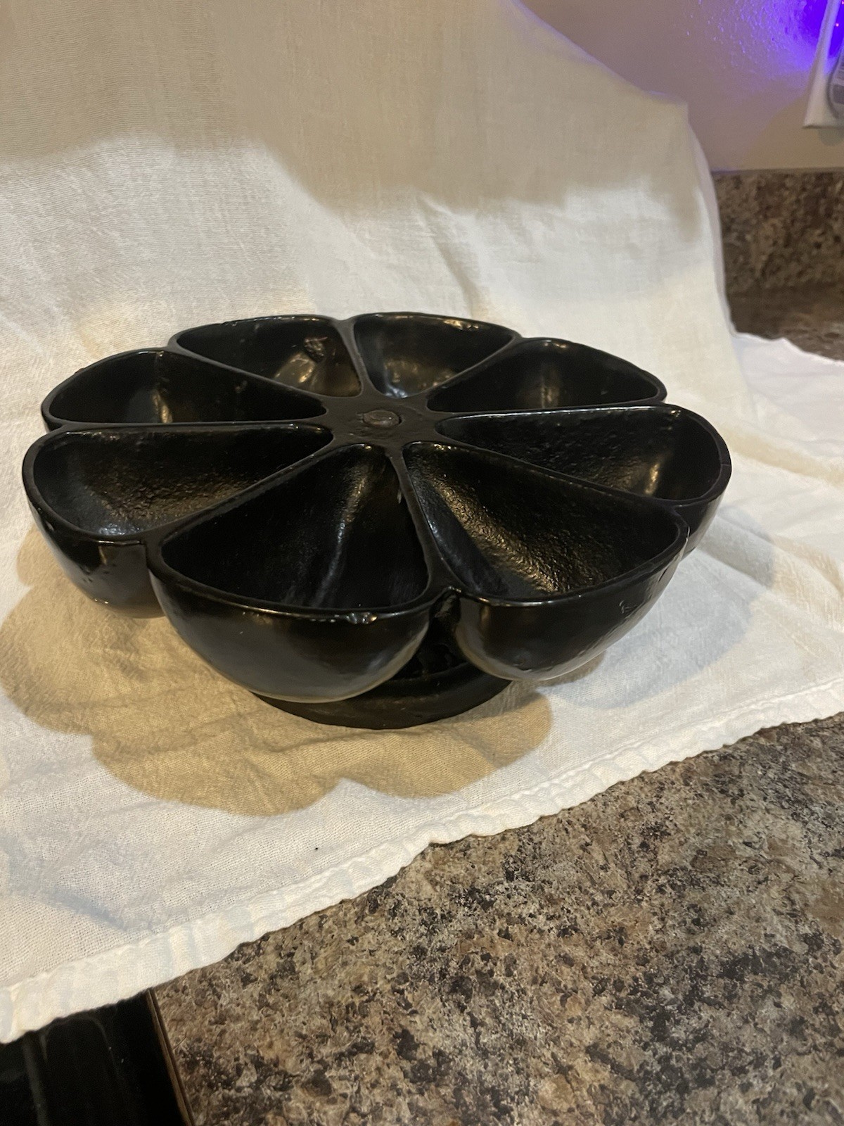 Vintage TRU-FIT Cast Iron 8-Compartment Rotating Nail Hardware Caddy ~9”
