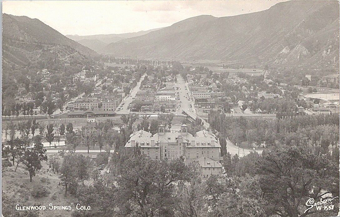 RPPC Glenwood Springs CO Panoramic Birdseye Town View 1940s