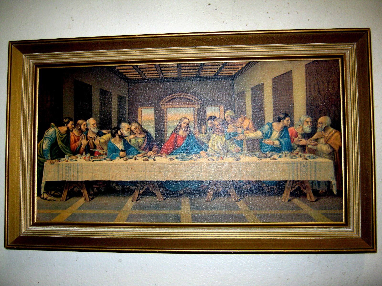 Vtg The Last Supper Picture/ Original 1940's Frame 17 x  10