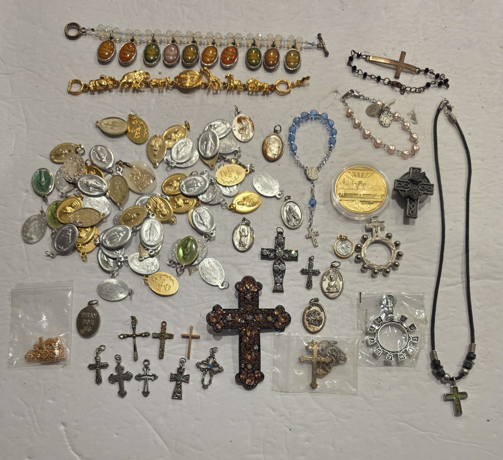 Christian Catholic Charms, Crosses, Jewlery, Bulk Lot Vintage To Modern
