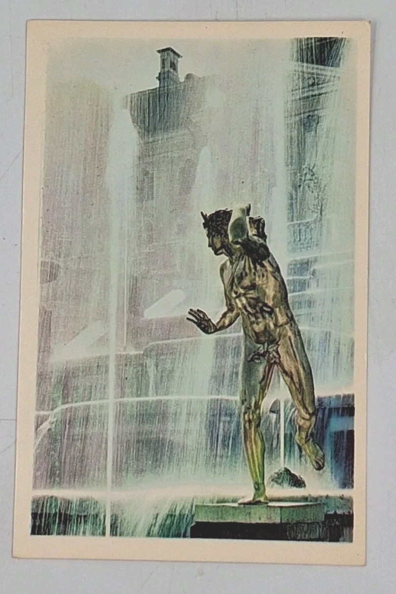 c1950's Petrodvorets Great Cascade Waterfall Steps St Petersburg Russia Postcard