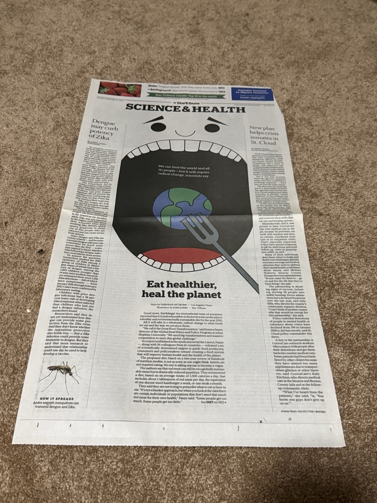 Star Tribune Newspaper February 24 2019 Science & Health Eat Healthier Zika