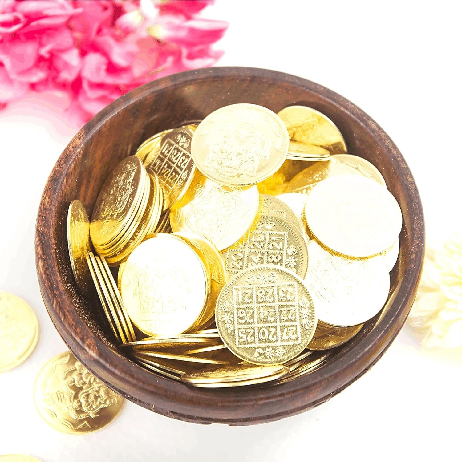 Lakshmi Kubera Coins 27 Nos Brass (Brass, 2.5 cm Diameter X 0.1 cm Thick)