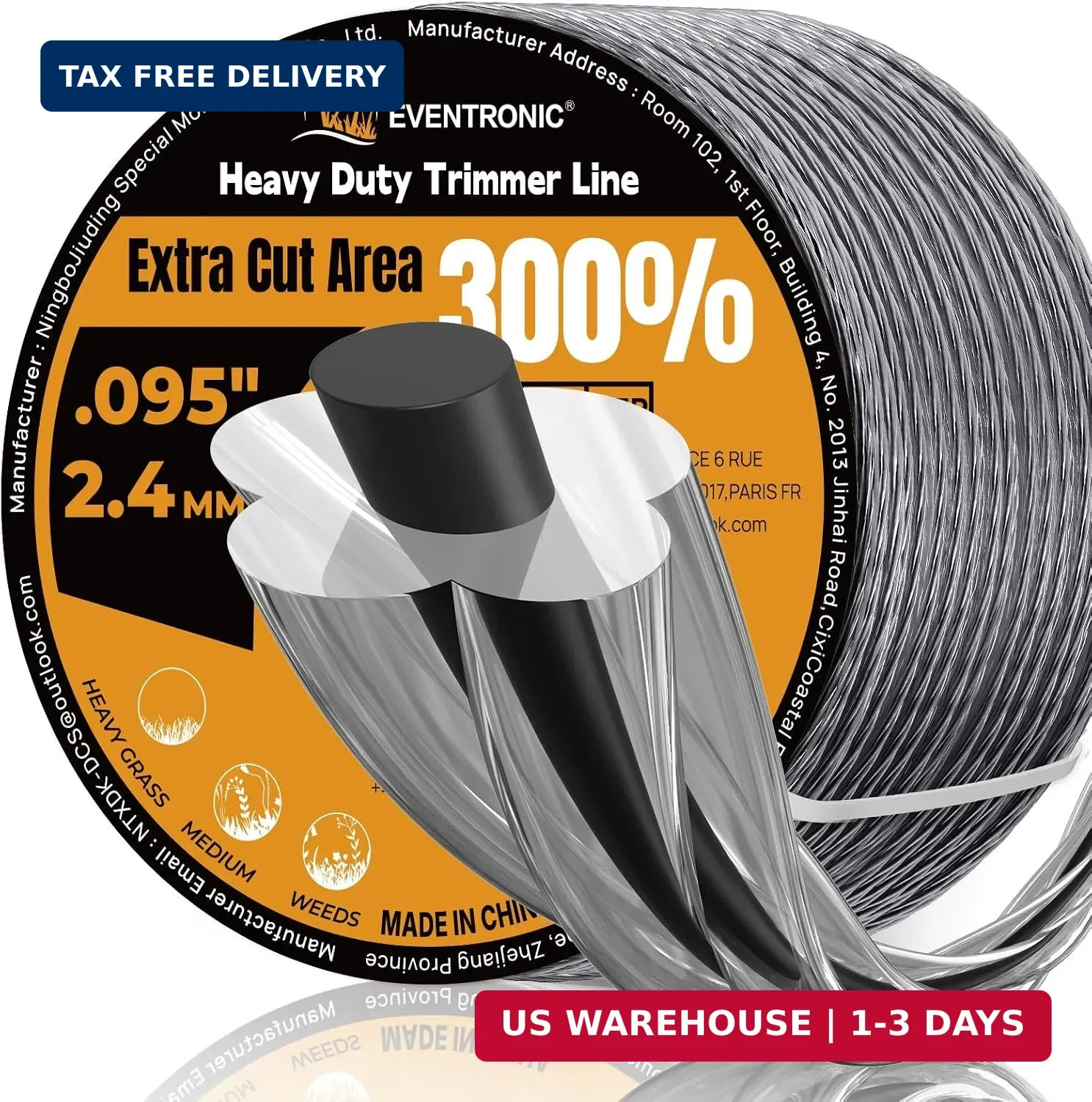 Weed Eater String, 095\'\' Heavy Duty String Trimmer Line, Twisted Dual Core Weed