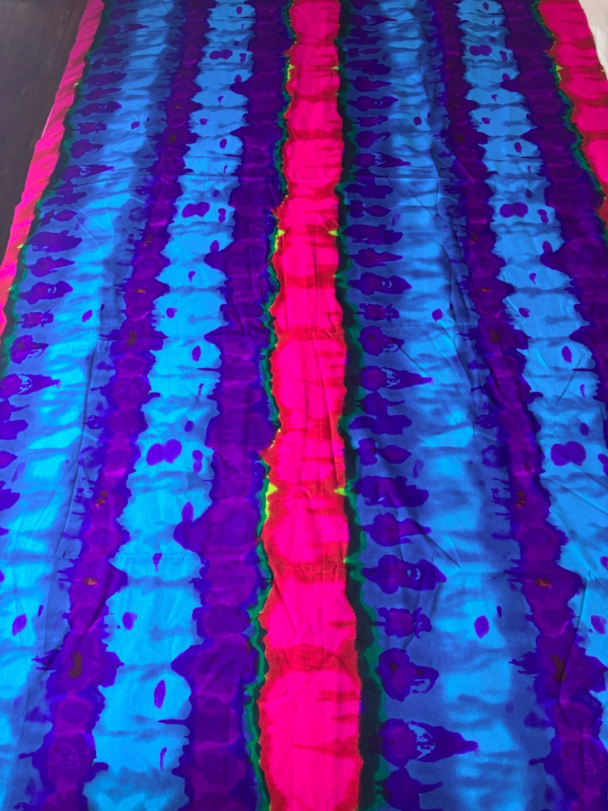 VTG MID CENTURY THC HAWAIIAN TEXTILE NEON PINK BLUE GRAPHIC PRINT COTTON FABRIC