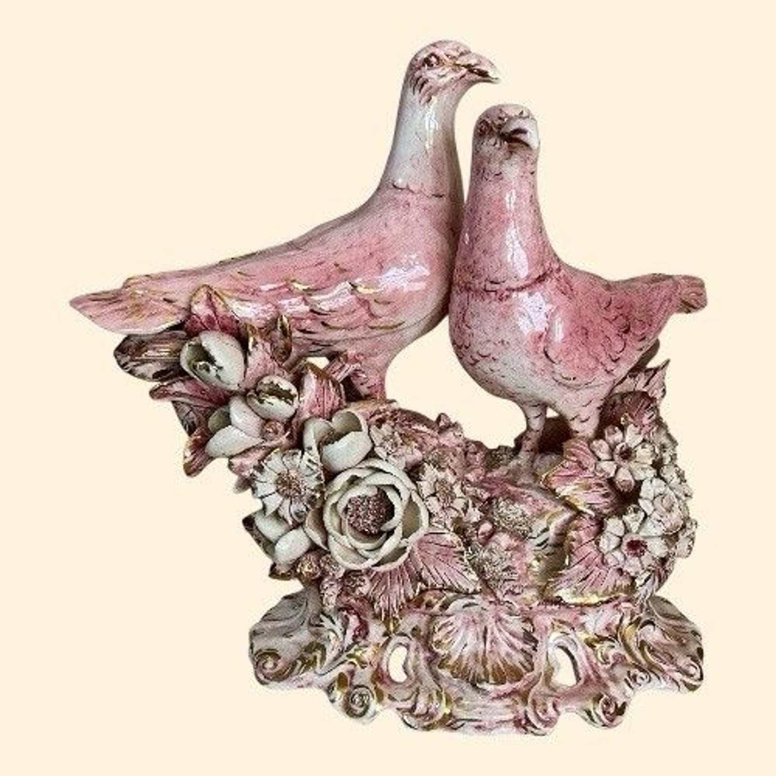 RARE Vintage Freeman Leidy Ceramic Signed Pink Doves Originals Laguna Beach