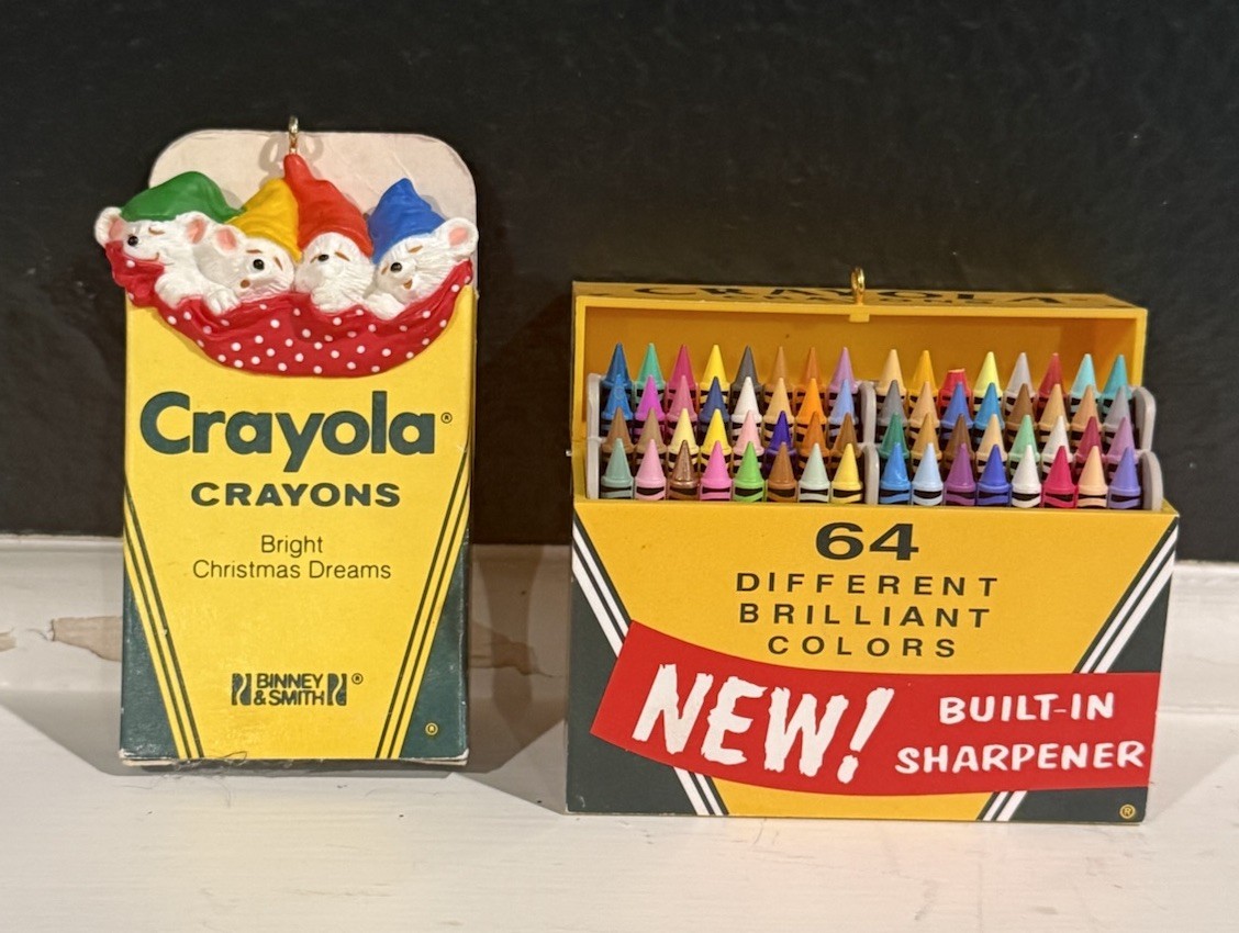 (2) Hallmark Crayola Crayon Christmas Ornaments