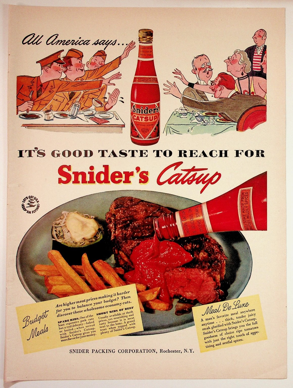 WWII Snider\'s Catsup Ad 1940s \