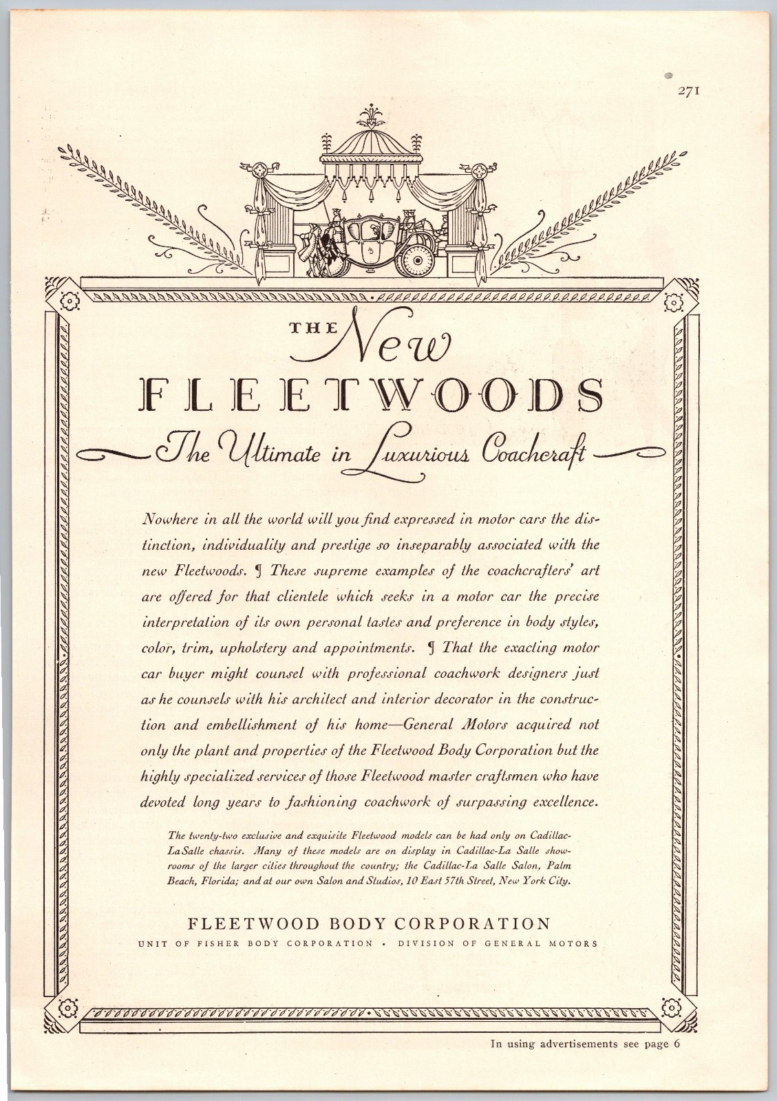 Vintage 1929, Fleetwood, General Motors, Automobile, Car, 20\'s Print Ad