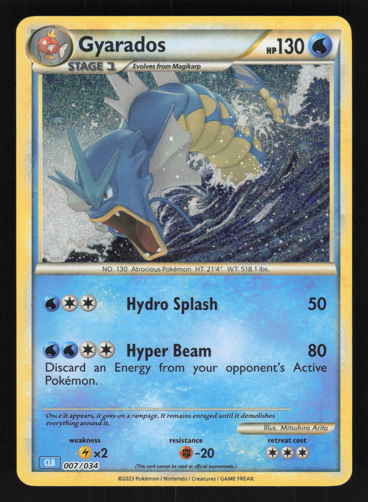 English NM Gyarados 007/034 CL Holofoil Pokemon Trading Card Game Classic