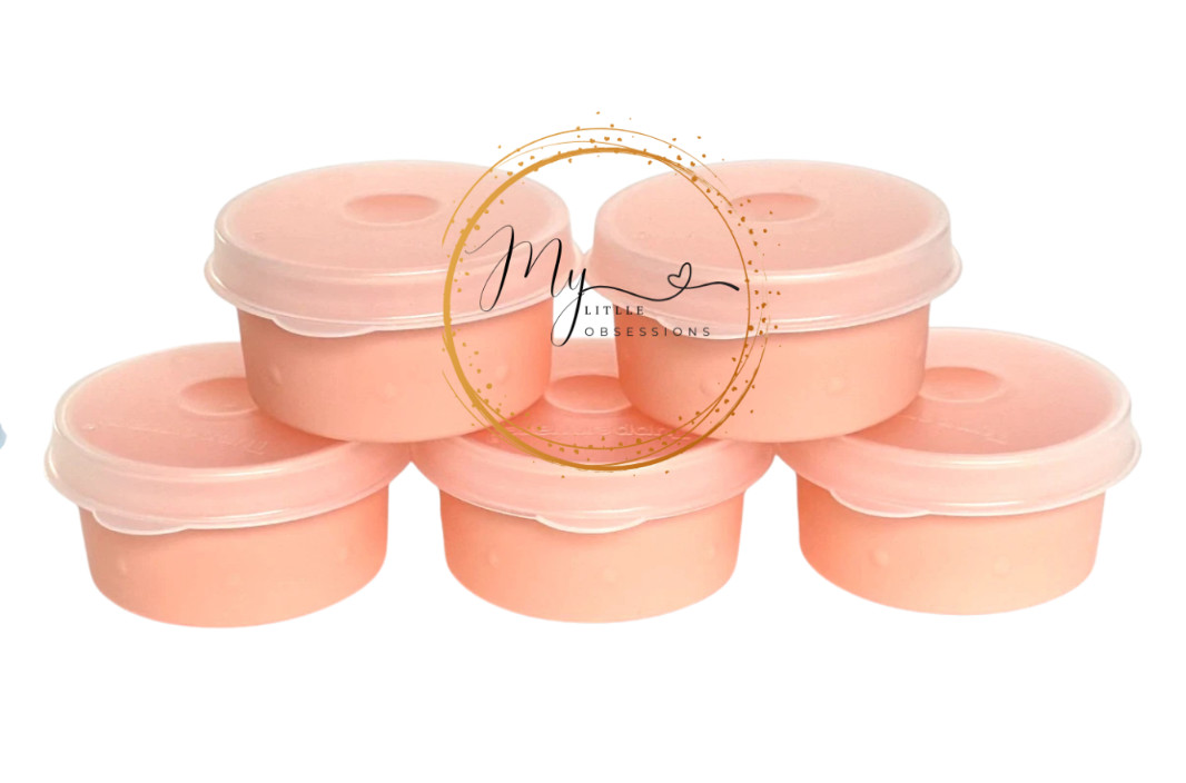 Tupperware Smidgets Peach with Seals – Mini 1 oz Containers – Set of 5 – NEW