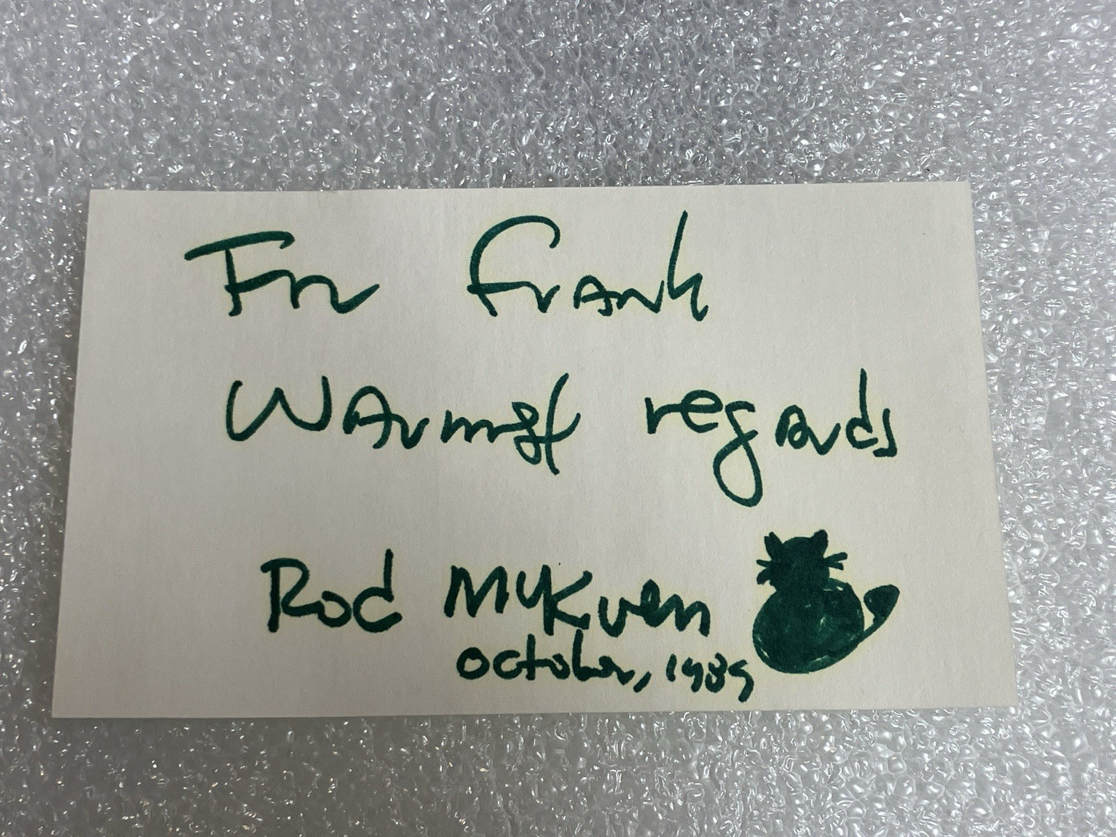 Autographed Card  - Rod McKuen