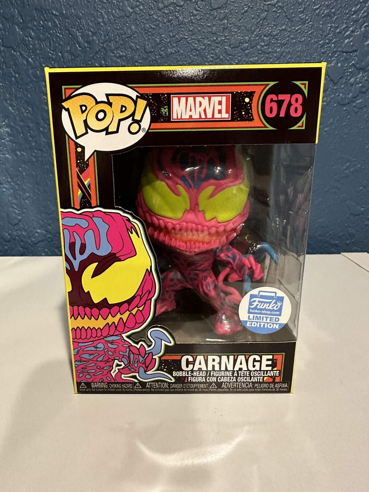 Black Light Carnage AUTHENTIC  Funko POP Funko Shop Exclusive #678 NEAREST MINT