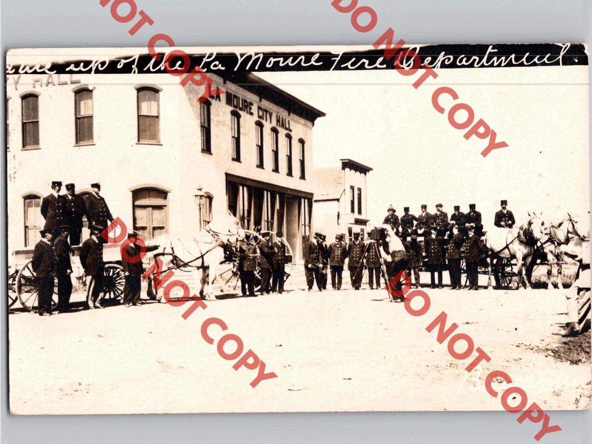 c1910 Photographer w/ Camera Fire Department LA MOURE North Dakota ND RPPC Photo