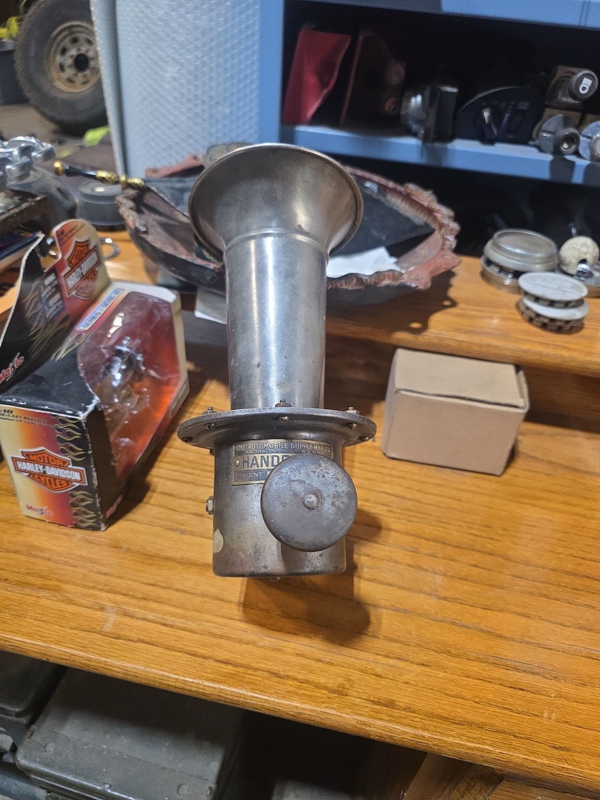 Antique 1910s Handphone Car Horn by Automobile Supply Mfg Co Brooklyn