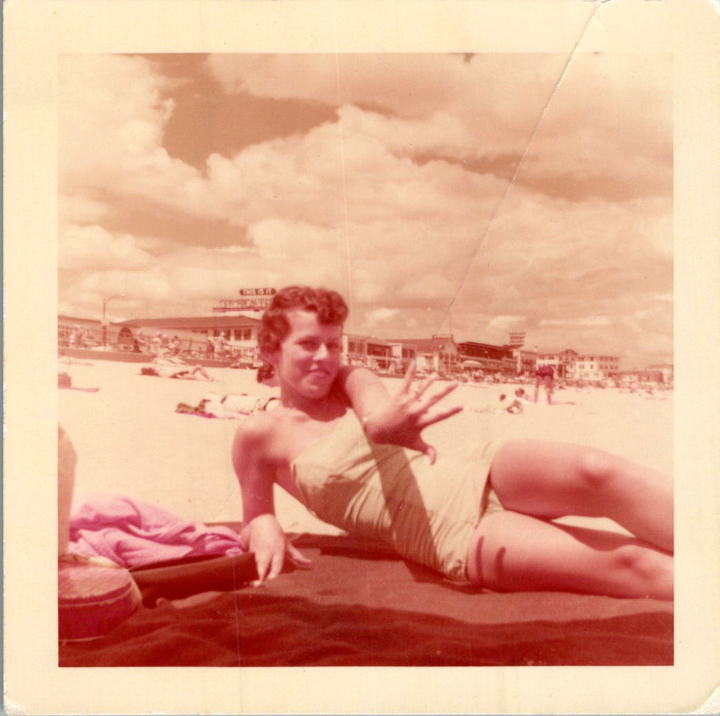 Seaside Heights NJ Beach Woman 1950s Photograph Boardwalk Jersey Shore