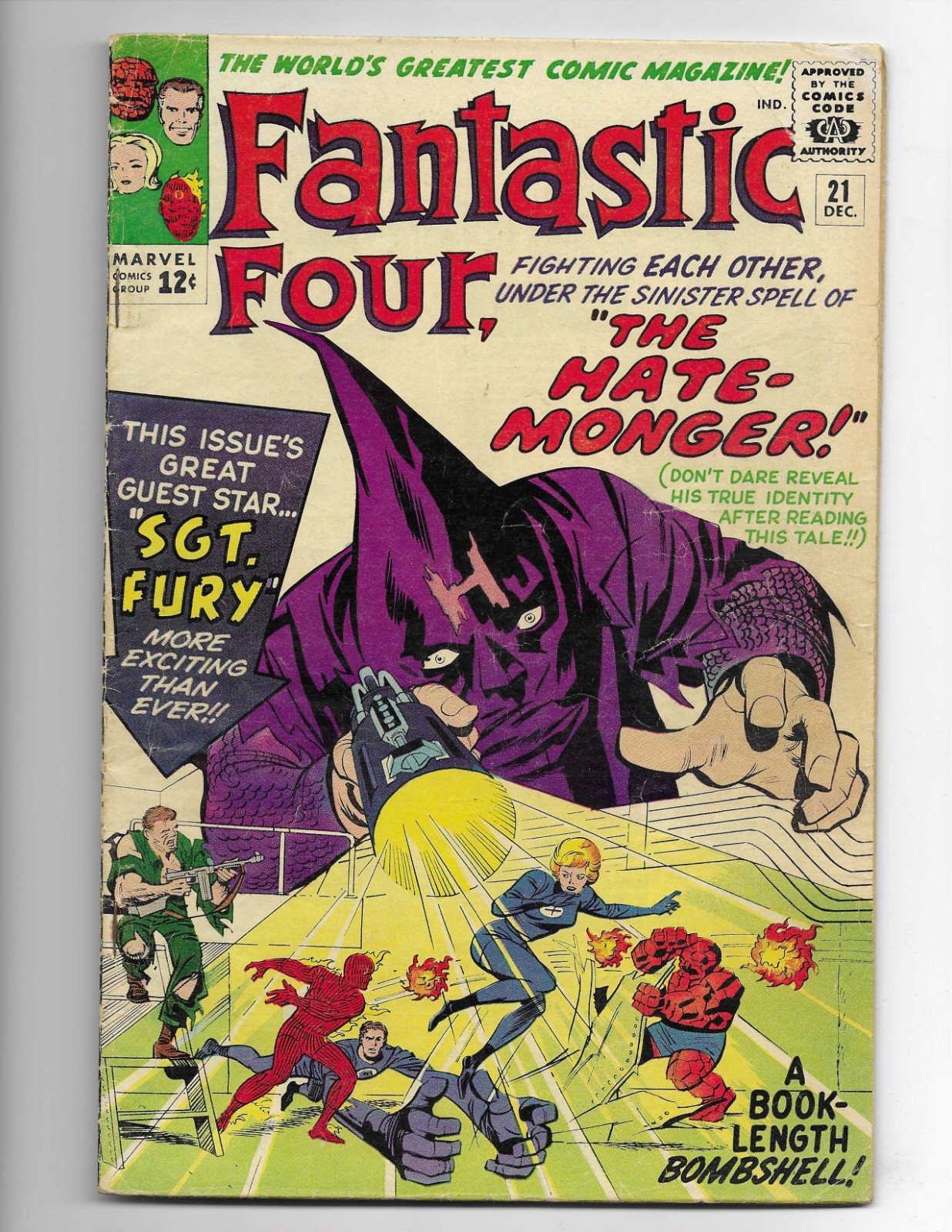 Fantastic Four 21 1963 Marvel Comics VG 4.0 1st X-Over App Nick Fury