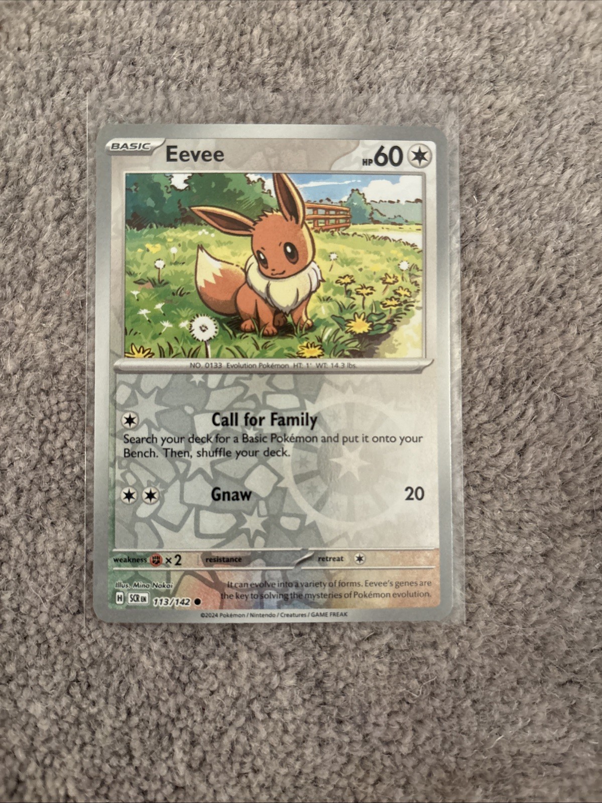 Pokemon Card Eevee Stellar Crown Reverse Holo 113/142 Near Mint