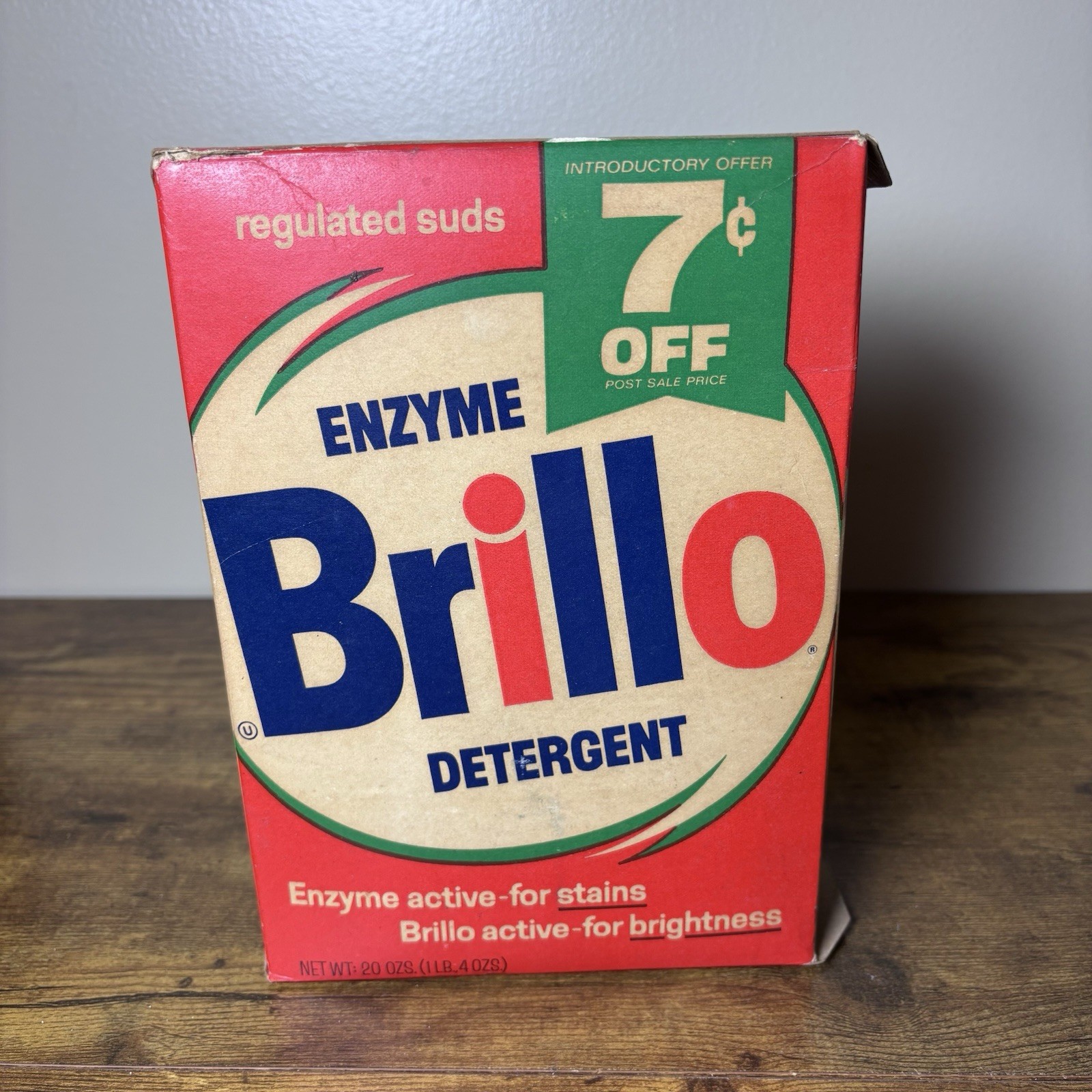 Vintage 1960s Brillo Enzyme Laundry Detergent Empty Box Purex Advertising Full