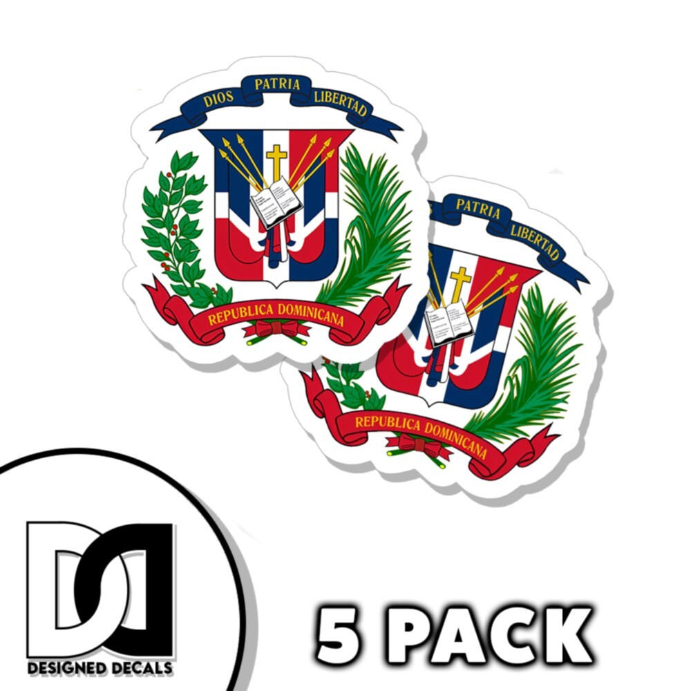 Dominican Republic Coat of Arms Sticker Self Adhesive 3 inch flag Decals 5pk