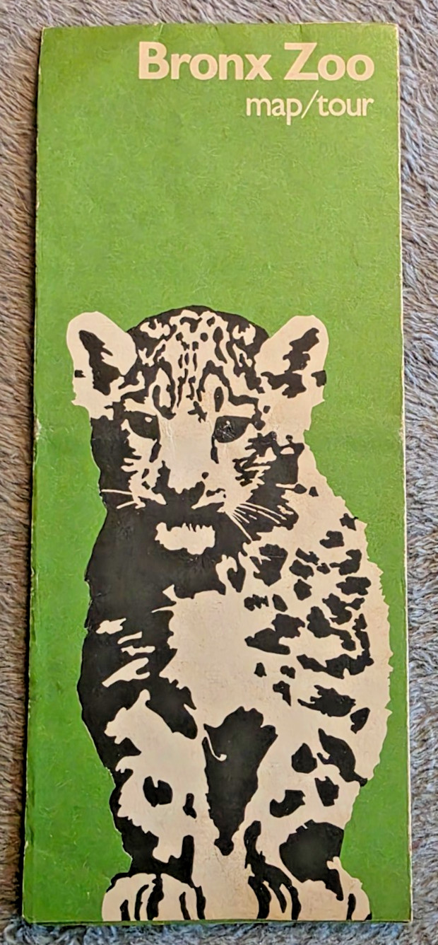 Vintage 1970s Bronx Zoo Map NYC NY Tour Guide New York Zoological Society Jaguar