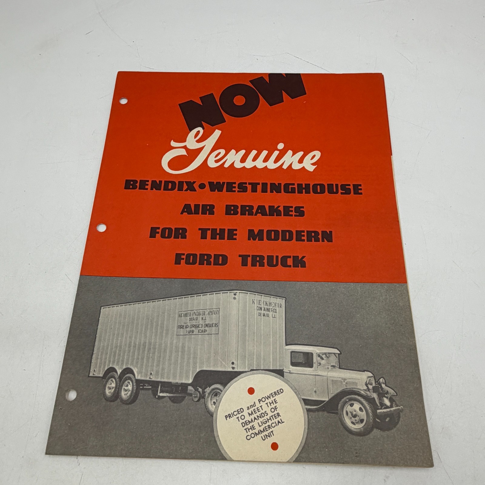 1935 Bendix Westinghouse Air Brakes Ford Truck Sales Brochure Vintage Original