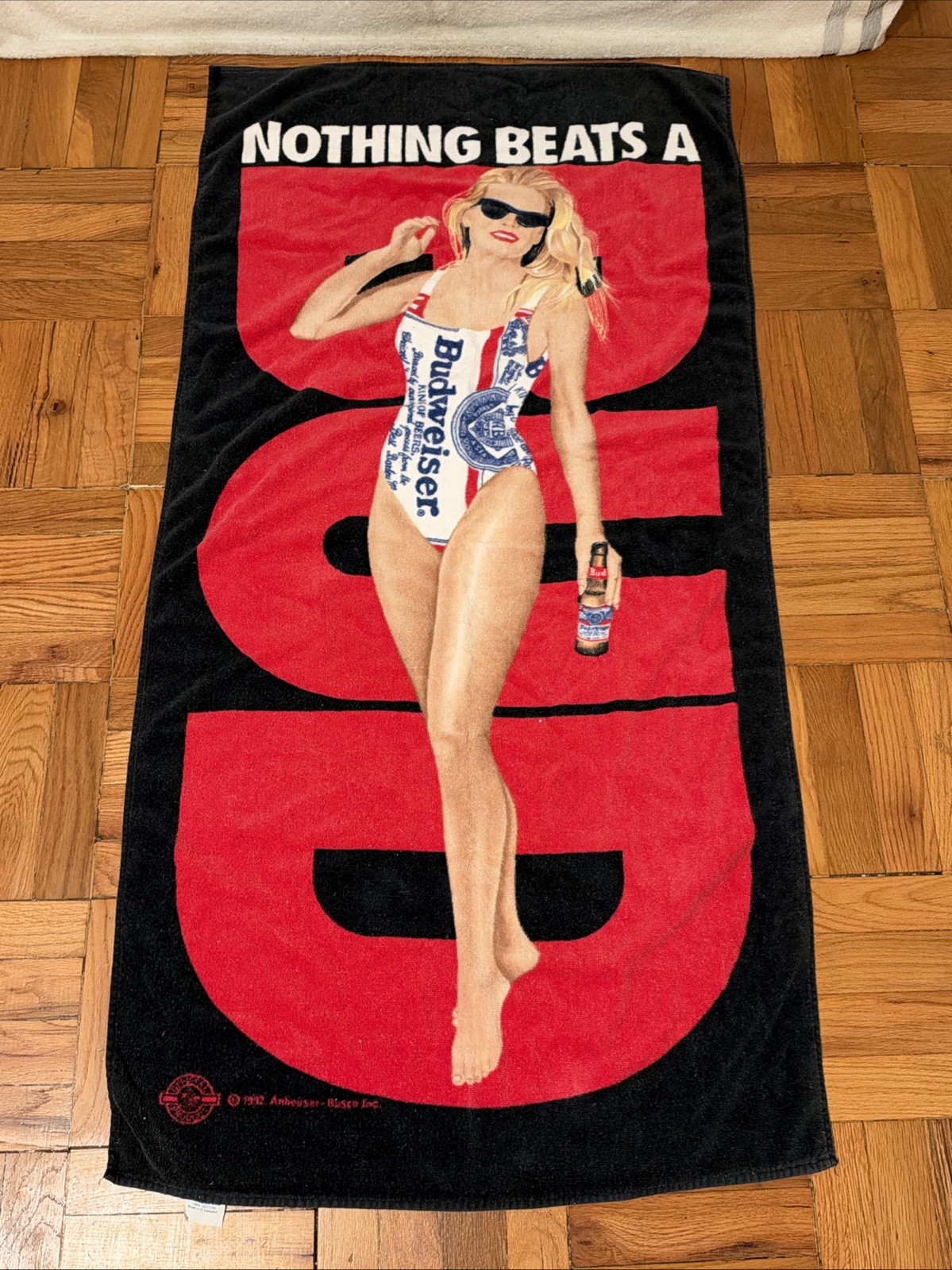 Vintage 1992  Budweiser Bud Girl Bath/Beach Towel 