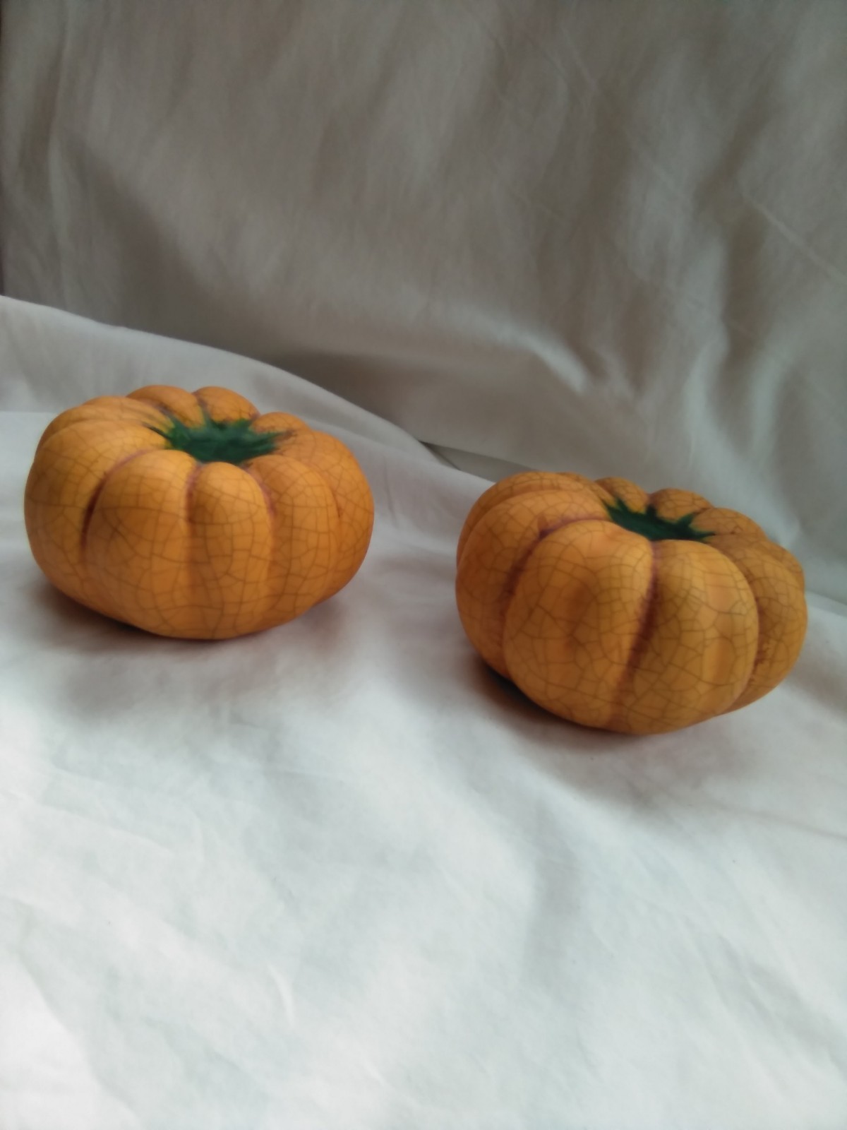 Midwest Of Cannon Falls Ceramic Pumpkins Vintage Set Of 2