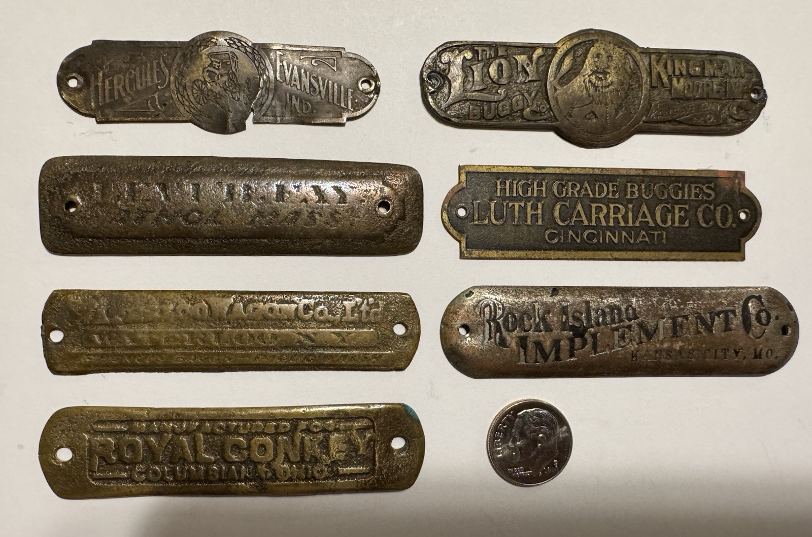 Bundle Of Antique Carriage Co. Buggy Sleigh Emblem Plaque Tags