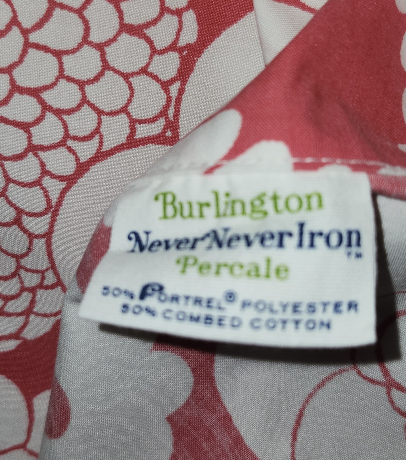 Vtg 70s Burlington Flower Power Mod Floral Flat Bed Sheet Full