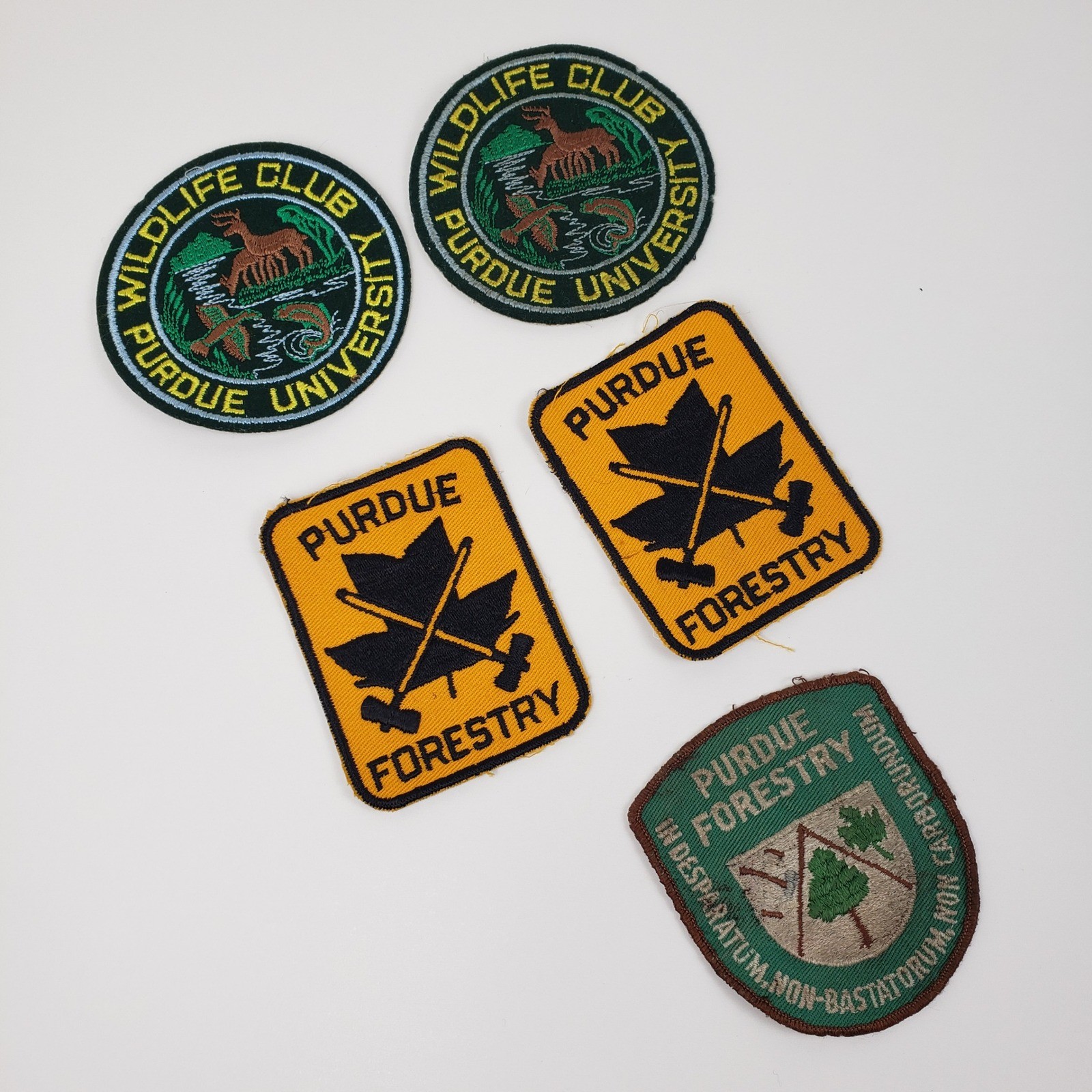 Vintage Purdue University Patches Lot Wildlife Club Forestry Embroidered 5pc