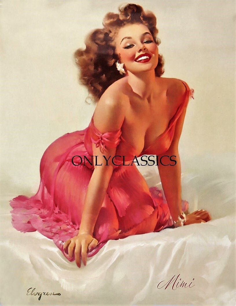 1956 Gil Elvgren Pin-Up Print Brown & Bigelow Ravishing Sexy Glamour Girl Mimi