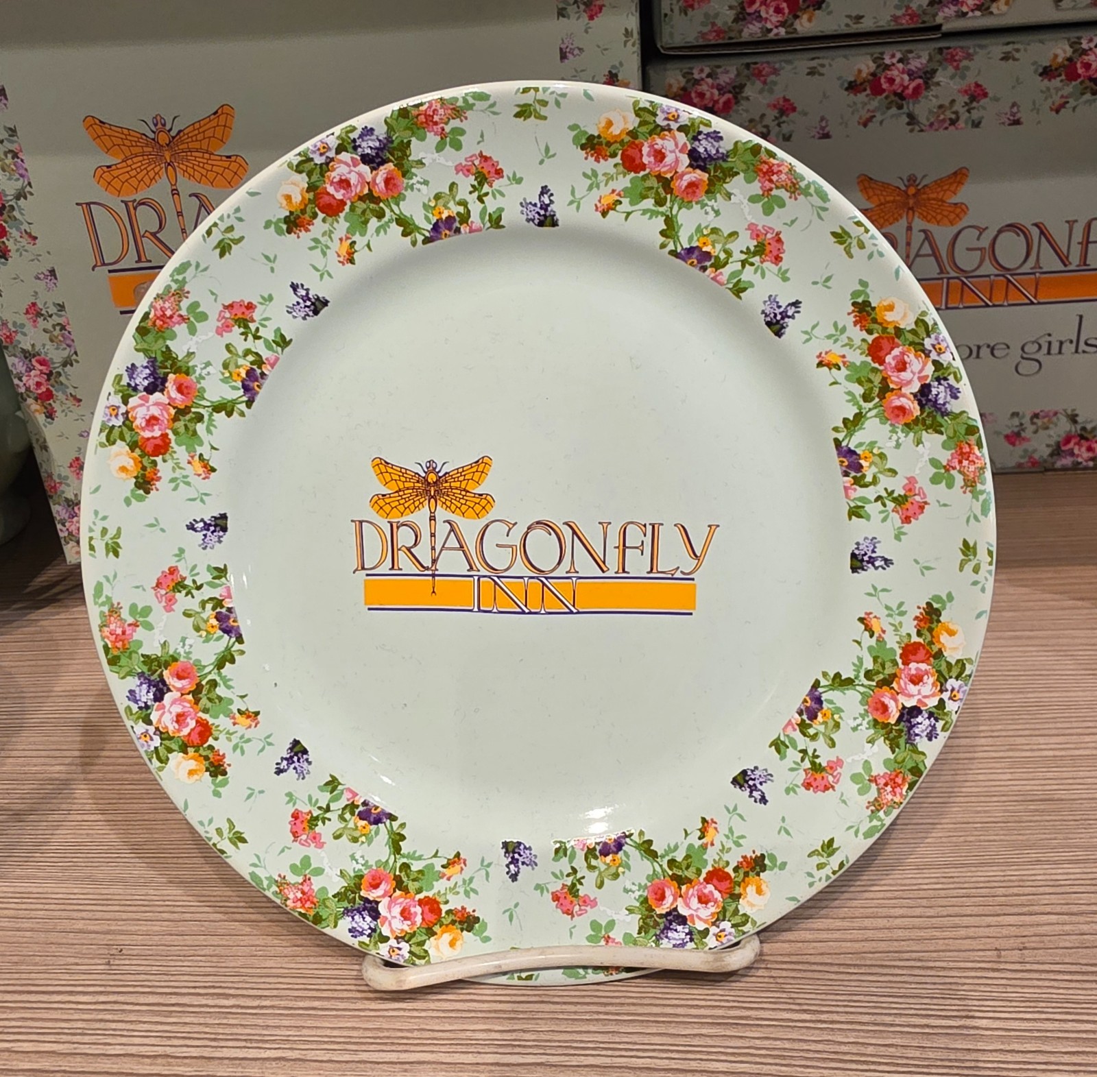 Gilmore Girls Dragonfly Inn 2 Ceramic Teacup Saucers Floral Warner Bros NEW