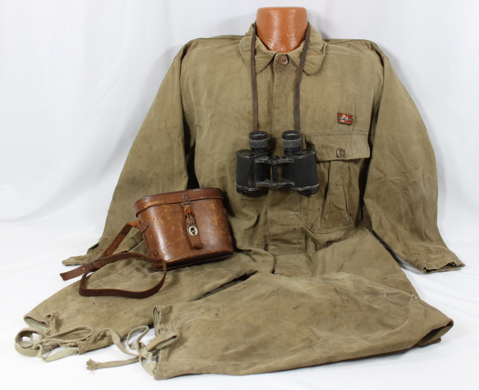 Named  WW2 Japanese Officer Tank Coveralls & Binoculars ~ Rare