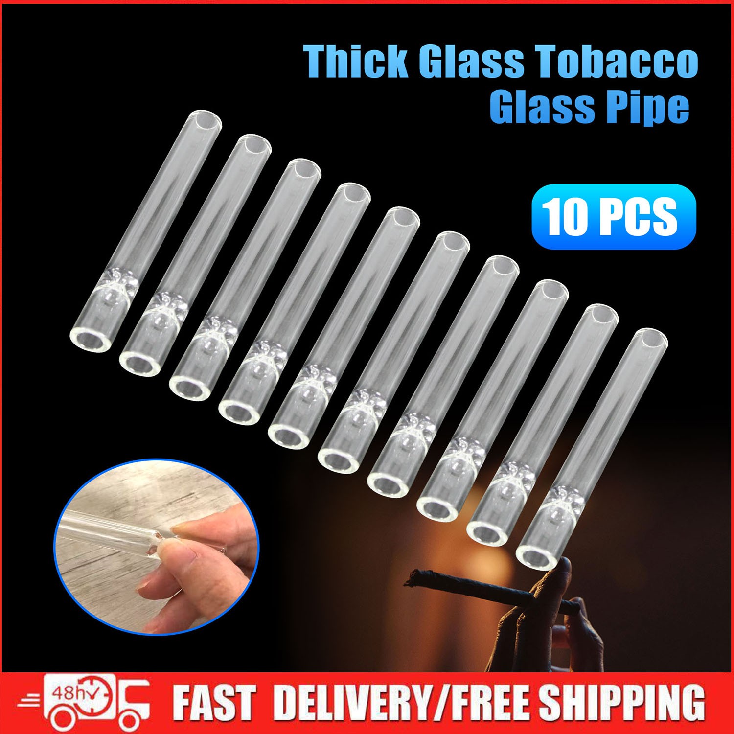 10 PCS Thick Glass Chillum Glass Pipe Reusable One Hitter Tobacco Smoking pipes