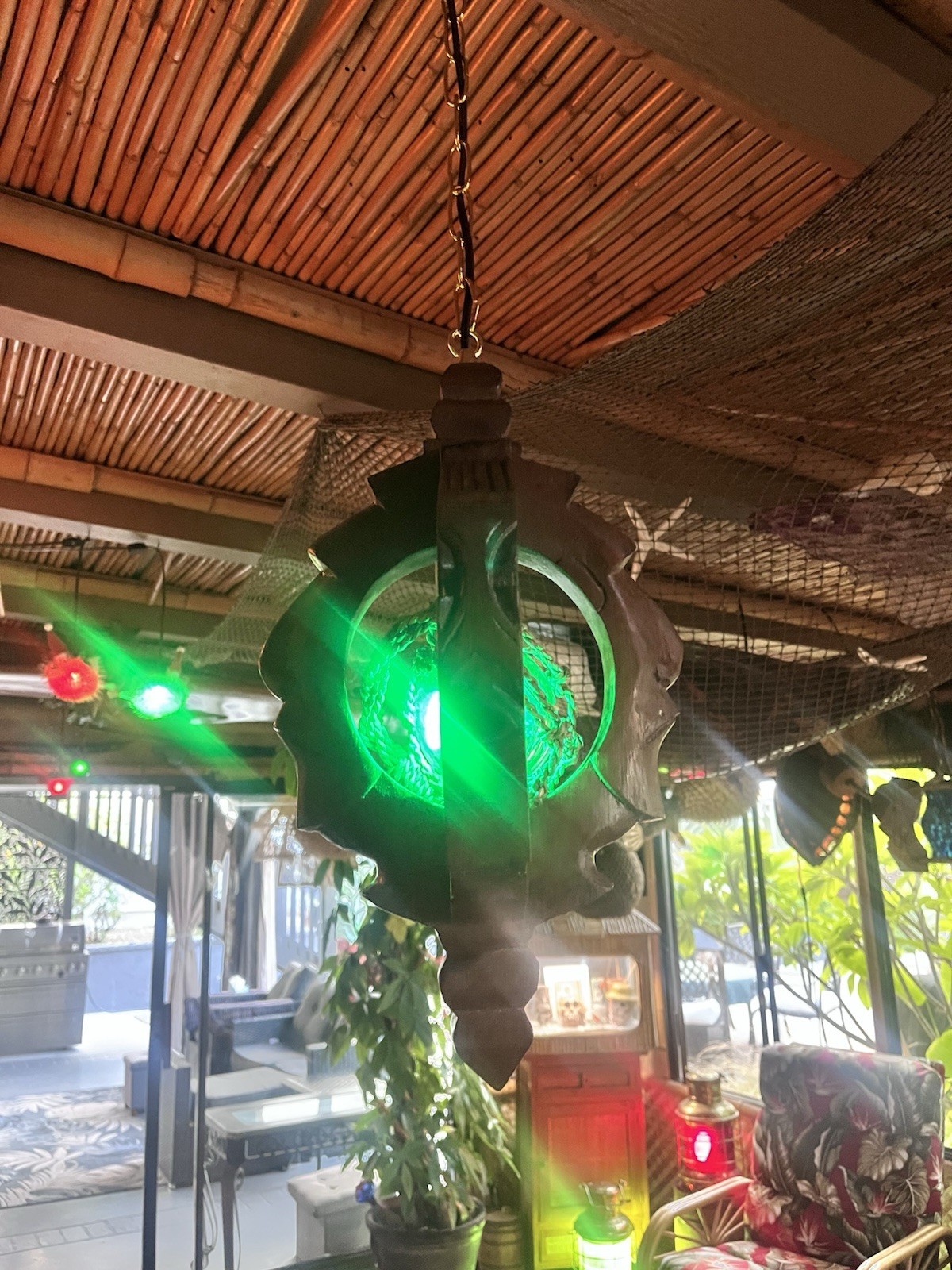 NEW Witco Style Lamp W/Glass Float Green LED Tiki bar Oceanic