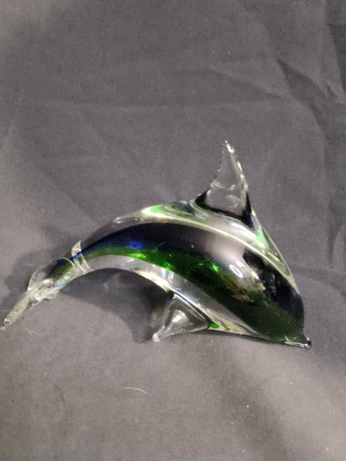Hand Blown Art Glass Arched Dolphin Sculpture Marine Sea Life Ocean Decor