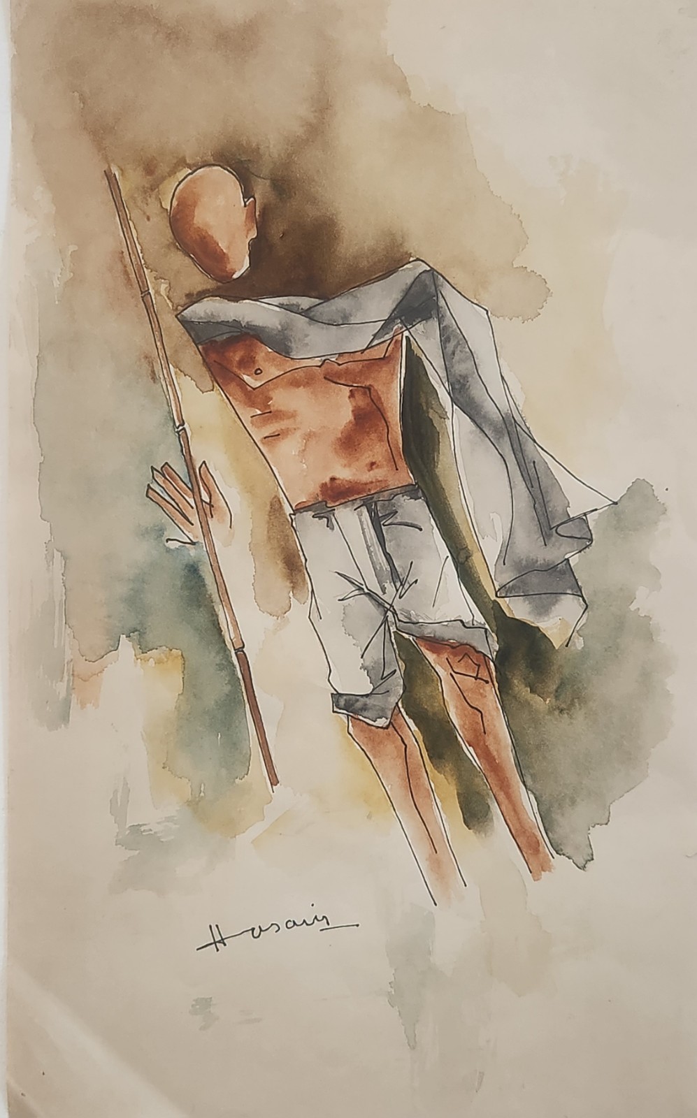 CERTIFIED HANDMADE Maqbool Fida Husain  Watercolor Painting