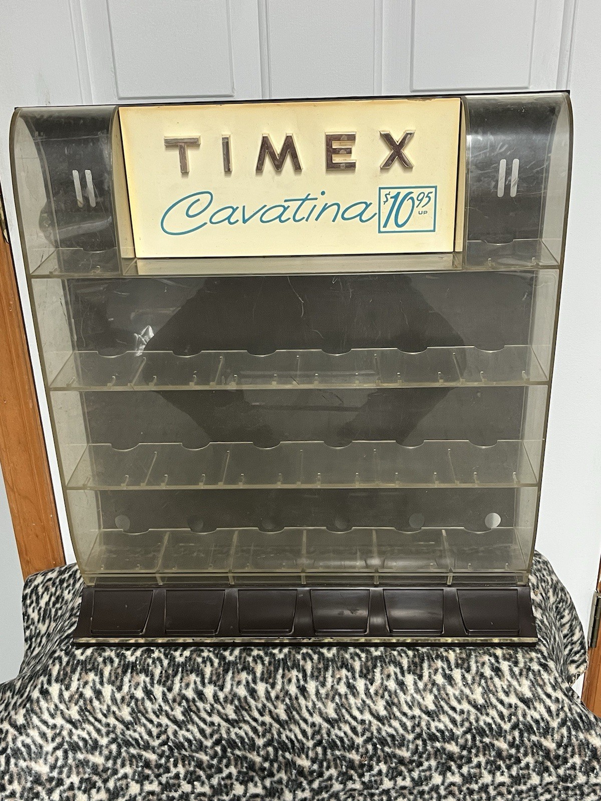 RARE VINTAGE TIMEX “CAVATINA” PLASTIC WRIST WATCH STORE DISPLAY CASE LOOK
