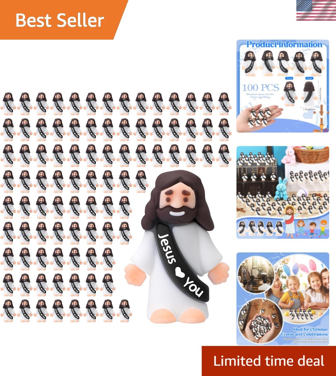 Durable Mini Jesus Figures - 100pc Set for Easter and Religious Celebrations