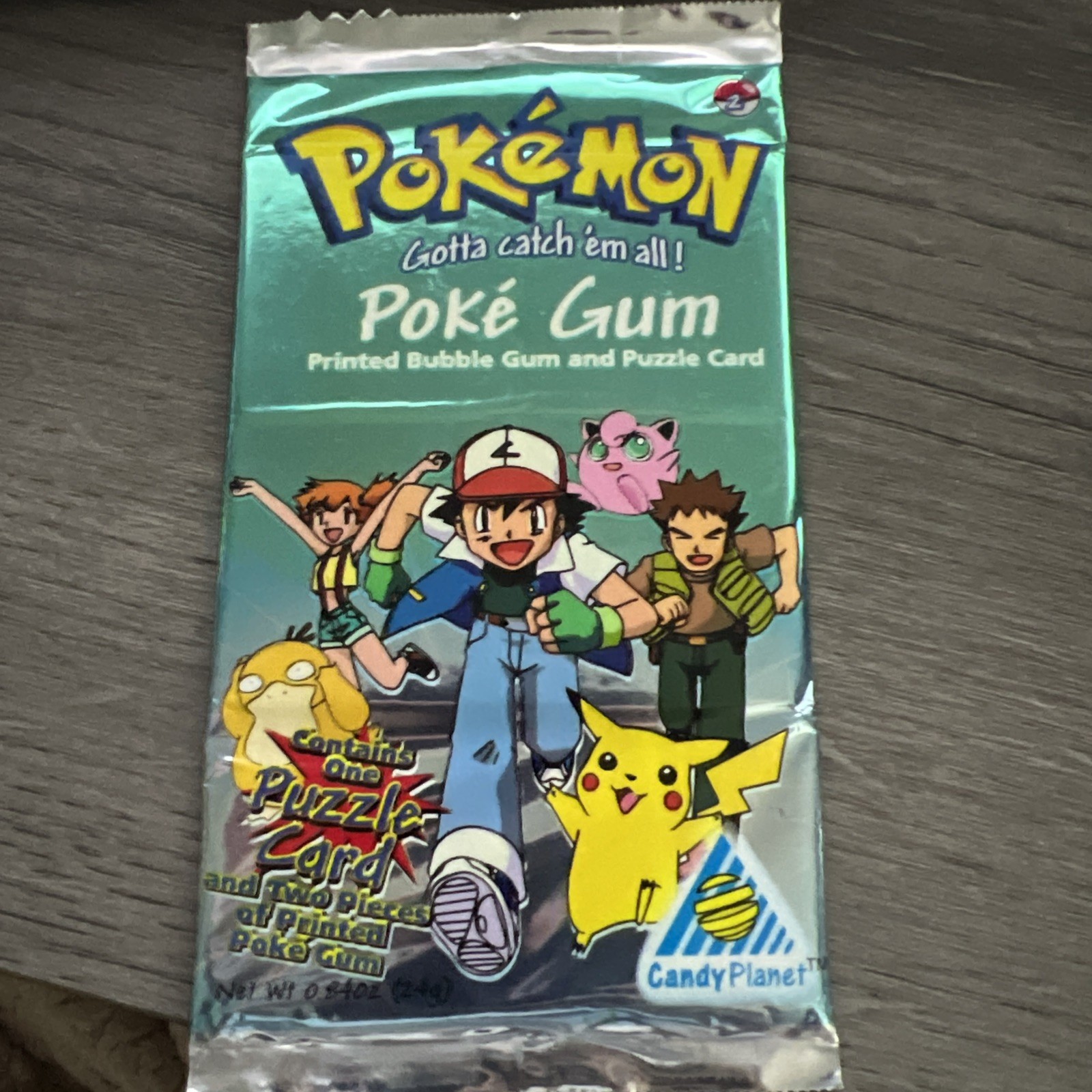 1999 NOS Pokemon Poke Gum Ash & Pikachu Puzzle Card Sealed Pack Candy Planet