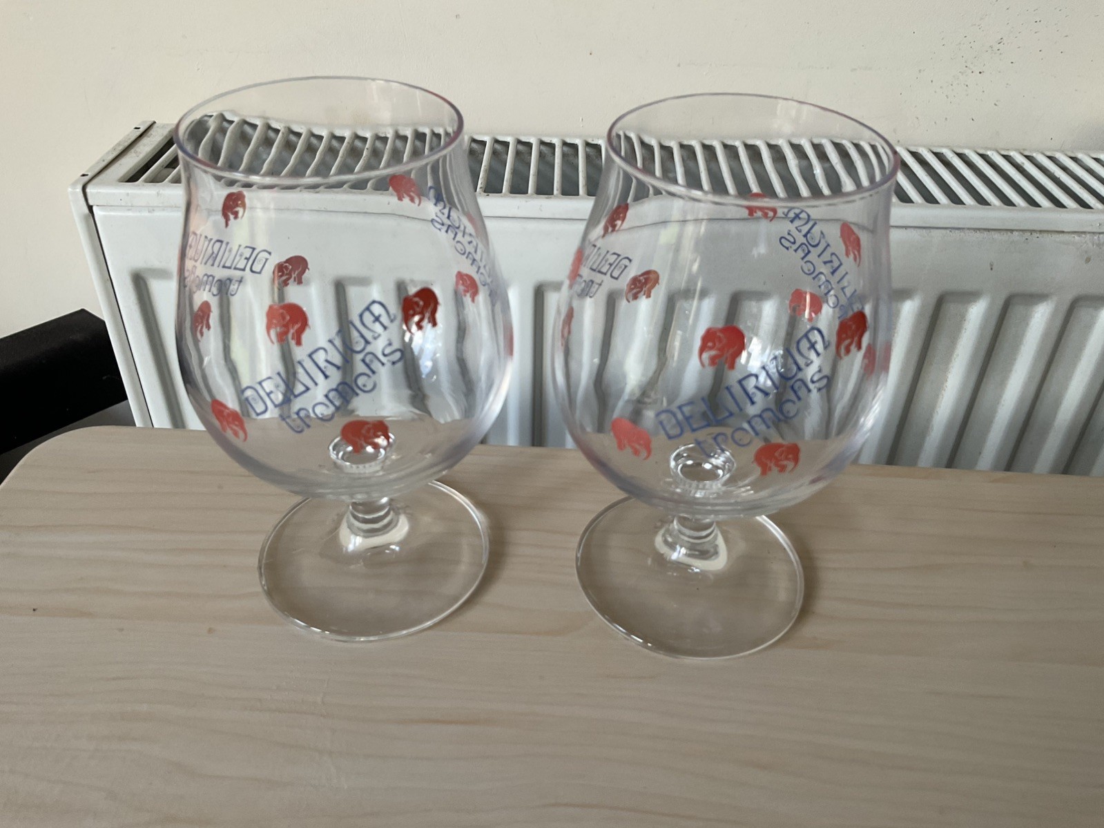 Rare pair of Delirium Tremens Pink Elephants Belgium 33 CL Tulip Beer  Glasses