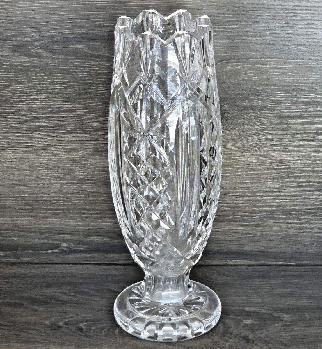 VTG Waterford Lismore Crystal Footed Flower Vase 12