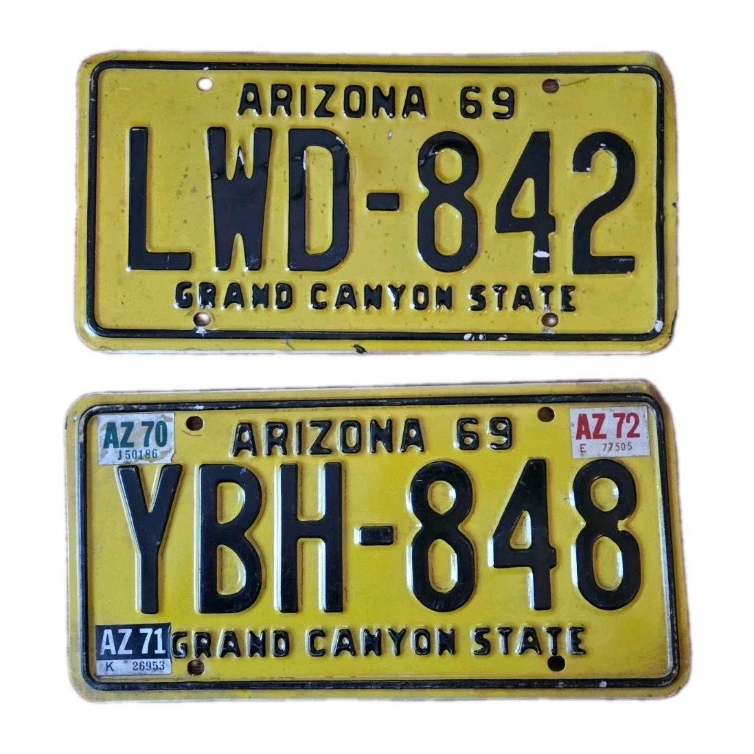 1969-1972 Two All Original Arizona License plates
