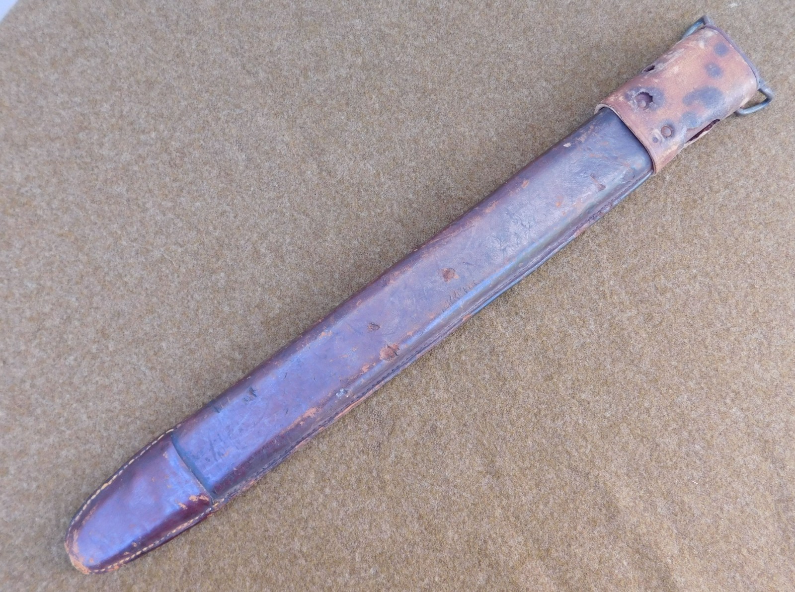 ORIGINAL PRE WWI U.S. M-1905 LEATHER COVERED 16 INCH BAYONET SCABBARD - RIA 1909