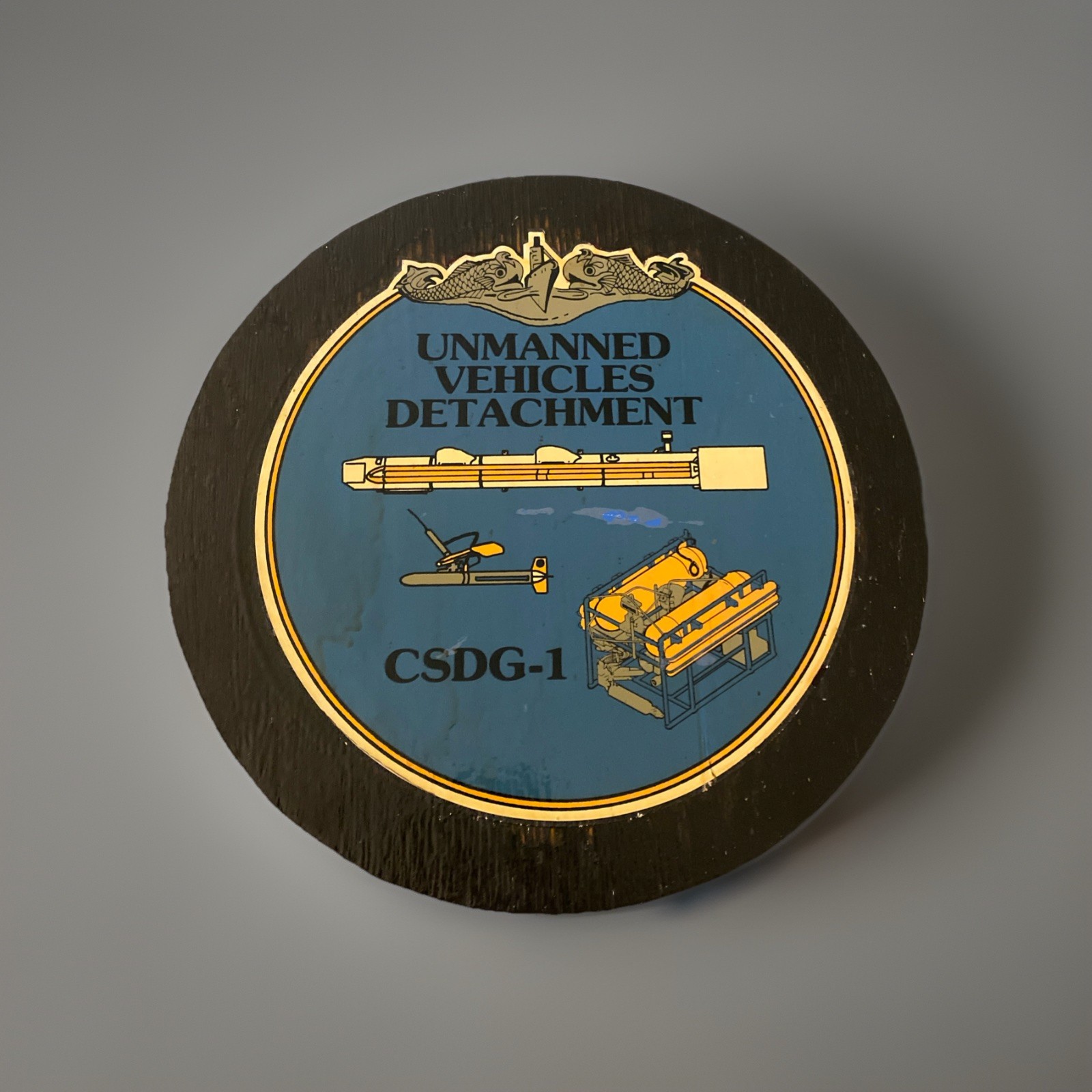 Vintage US Navy Unmanned Vehicles Detachment Plaque Sign Wall Decor 16”x16” Wood