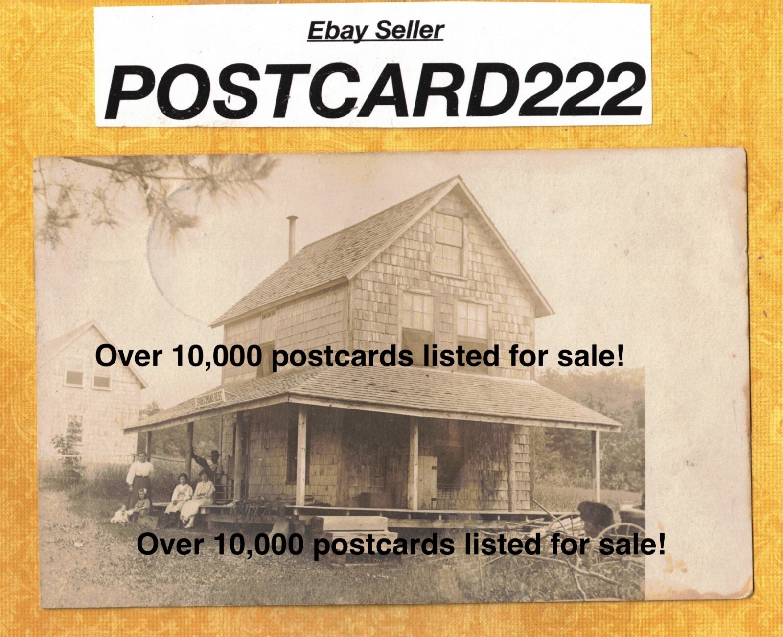 NH Center Barnstead area 1908 RPPC real photo postcard SPORTSMANS REST sign