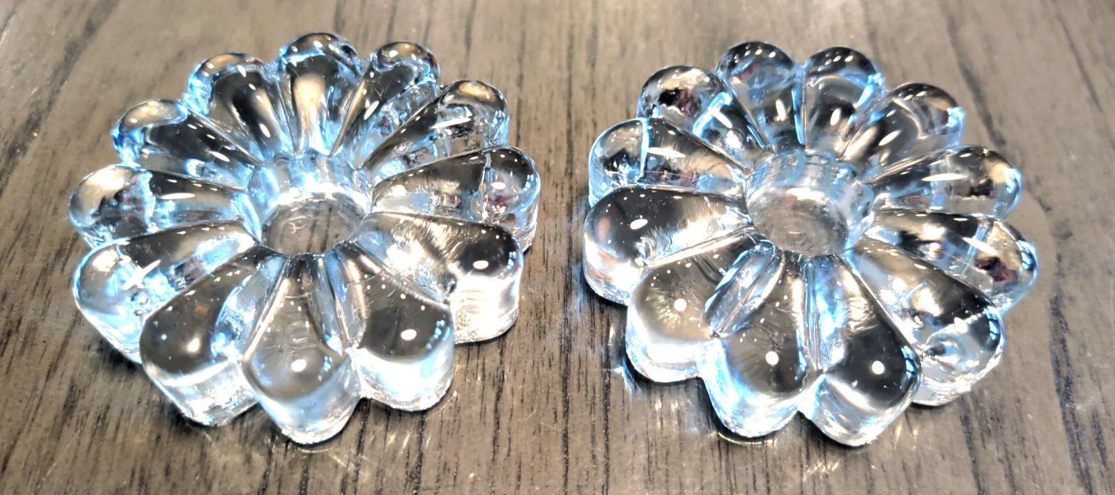 Vintage Forever Crystal Flower Shape Clear Round Pair Candlestick Holders 3\