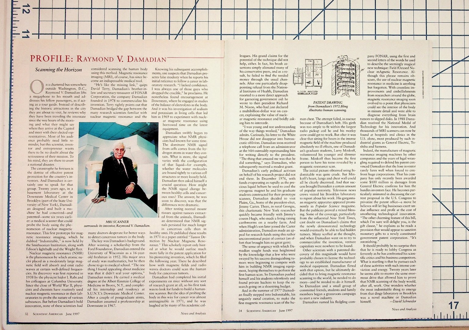 Raymond V. Damadian MRI Inventor Scientific American 1997 Magazine Page Patent