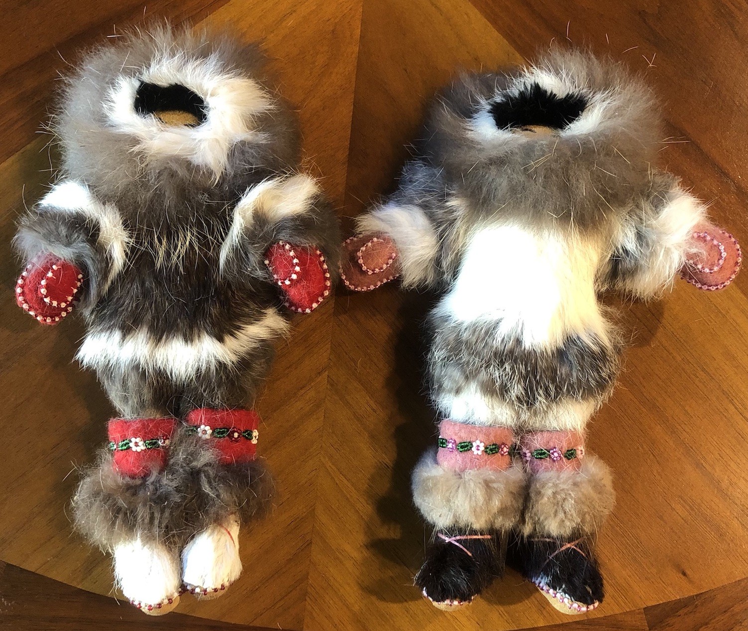 Vintage Alaskan Native Inuit/Yupik Handcrafted Fur Dolls 9” Tall made in Alaska 
